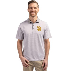 San Diego Padres Cutter & Buck Virtue Eco Pique Micro Stripe Recycled Mens Polo - 1 of 1