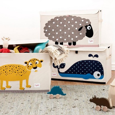 Tan and Blue Whale Polyester Kids Toy Chest