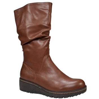 GC Shoes Dange Slouchy Wedge Heel Riding Boots