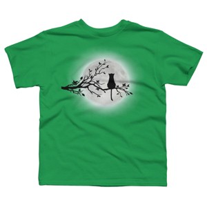 Boy's Design By Humans The Cat and The Moon By Maryedenoa T-Shirt - 1 of 3