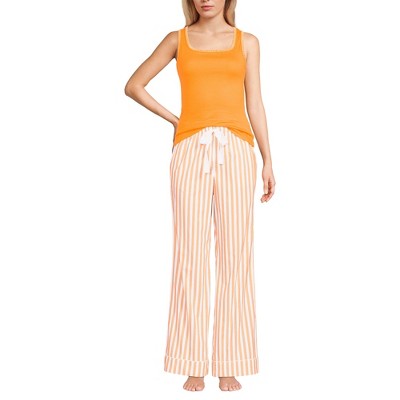 Lands' End Women's Knit Cotton Poplin 2 Piece Pajama Set - Tank Top and Pants