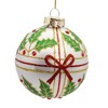 Kurt Adler 80MM Glass Holly and Bow Ball 6-Piece Ornament Set - 2 of 4