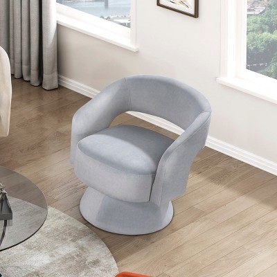 NicBex Velvet Accent Chair Modern Luxury Swivel Chair Lounge Chair Reading Chair Comfy Chair for Living Room, Gray
