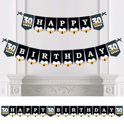 Big Dot of Happiness Cheers and Beers to 30 Years - 30th Birthday Party Bunting Banner - Party Decorations - Happy Birthday