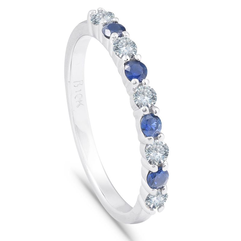 Pompeii3 1/2CT Blue Sapphire & Diamond Wedding Ring 10K White Gold, 2 of 6