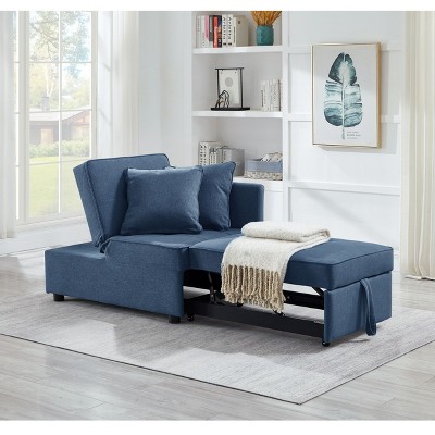 NicBex 4-in-1 Convertible Sleeper Chair,Folding Sofa Bed with 2 Throw Pillows,Couches with Wood Frame for Living Room,Beige/Gray/Black/Blue