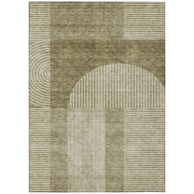 Taupe Beige And Tan Geometric Washable Indoor Outdoor Area Rug