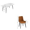 Modern 5 PCS Dining Set, Dining Table with Sintered Stone Top and Metal Legs, Metal Frame Dining Chairs with Brown Polyester Cover-Baofuwish - 4 of 4