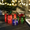 LuxenHome Set of 3 Multi-Color Presents with Bows Lighted LED Indoor Outdoor Holiday Decoration Multicolored - 3 of 4