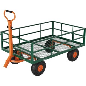 Steel Garden Cart with 10" Wheels, Heavy Duty Utility Wagon Cart with Removable Sides & 180° Rotating Handle for Garden, Lawn, Farm - 1 of 4