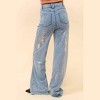 Women's Adelia Wide Leg Denim Sweatpants - Blue B - 2 of 4