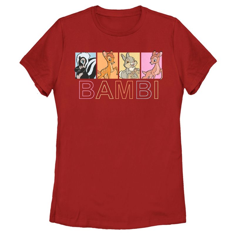 Women's Bambi Faline, Thumper & Flower Character Boxes T-Shirt, 1 of 5