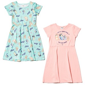 Bluey Mom Dad Bingo Girls 2 Pack Skater Dresses Toddler to Big Kid - 1 of 4
