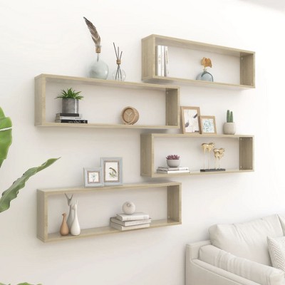 vidaXL Wall Cube Shelves 4 pcs Sonoma Oak 39.4 in.x5.9 in.x11.8 in. Engineered Wood