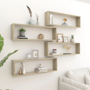 vidaXL Wall Cube Shelves 4 pcs Sonoma Oak 39.4 in.x5.9 in.x11.8 in. Engineered Wood - 1 of 4