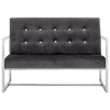 vidaXL Sofa Loveseat with Armrests for Living Room Office Steel and Fabric - Dark Gray and Silver - 2 of 4
