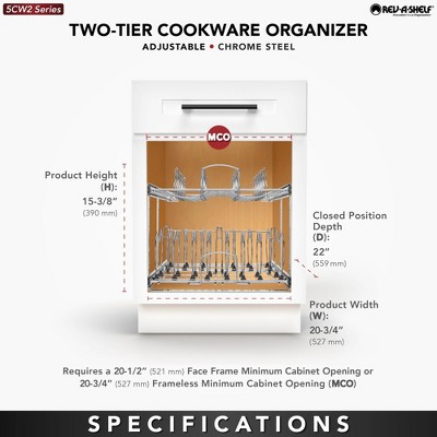 Chrome Expandable 2-Tier Pullout Cabinet Organizer for Pots and Pans