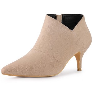 Perphy Women's Pointed Toe Side Zipper Cutout Kitten Heel Ankle Booties - 1 of 4