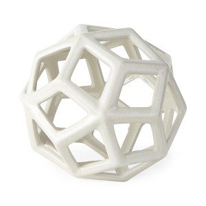 HomeRoots 7" White Ceramic Decorative Orb Tabletop Sculpture - 1 of 4