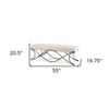 HomeRoots 55" Cream and Nickel Fabric and Metal Upholstered Bench - 3 of 4