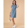 INSPIRE CHIC Women's Jean Chambray Summer Casual Button Down Denim Dresses - 3 of 4