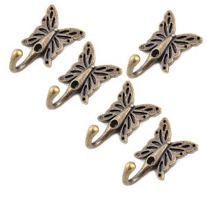 Unique Bargains Home Handbag Coat Butterfly Vintage Style Metal Hanger Hooks Bronze Tone 5 Pcs - 1 of 4