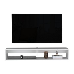 Vynxaria Floating TV Stand Moore, Living Room, White, H 9.2" x D 8.8" x W 28.6" - 1 of 4