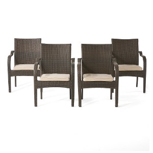 Akoasm 4-Piece Outdoor Lounge Set with Iron Frame, Waterproof Cushions & Curved Armrests-Brown - 1 of 4