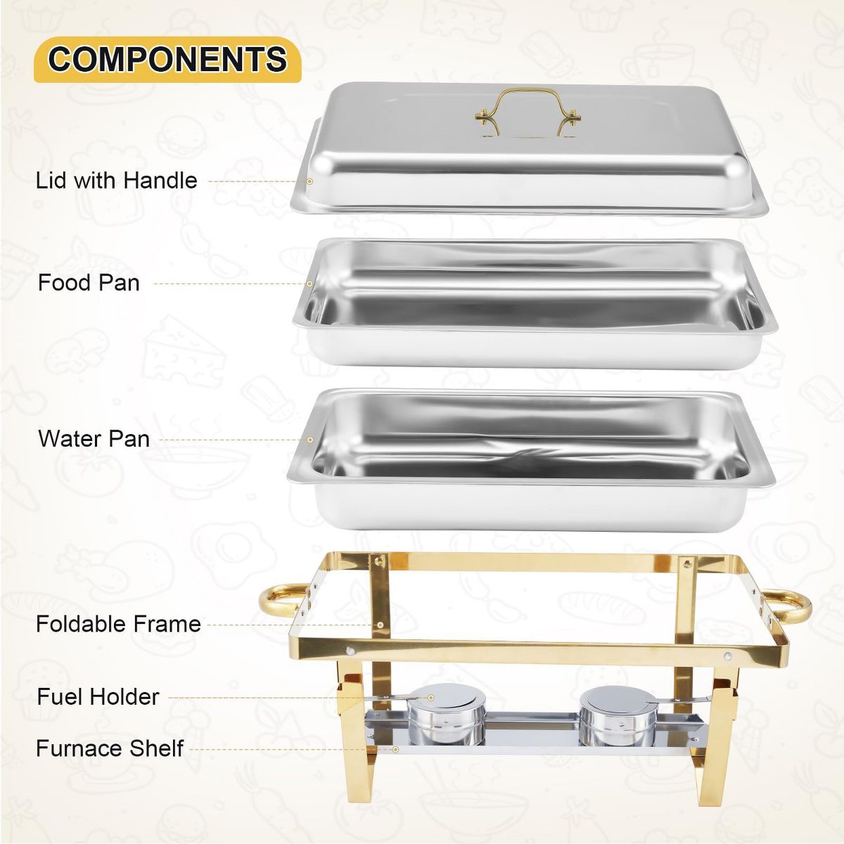 Garvee Stainless Steel Hot Pot with Divider, 2-Pack Dual Compartment Shabu Shabu Pot, Large Double Flavor Stockpot for Induction Gas Stove, Gold - thumbnail 4