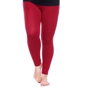 Women's One Size Fits Most Plus Size Super-Stretch Solid Leggings - One Size Fits Most Plus - White Mark - 1 of 3