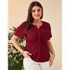 Whizmax Women Plus Size V Neck Button Blouse Short Sleeves Summer Comfy Lightweight Casual Tunic Tops - 2 of 4