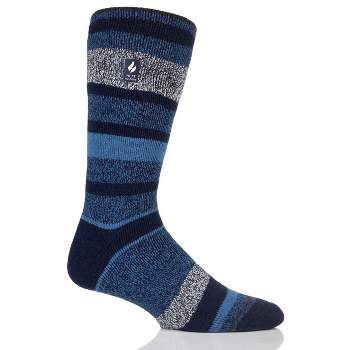 Heat Holder® Men's Starling Stripe LITE™ Crew Socks| Thermal Yarn | Medium-Thick Socks Casual Shoes + Boots | Warm + Soft, Hiking, Cabin, Cozy at Home Socks | 5X Warmer Than Cotton