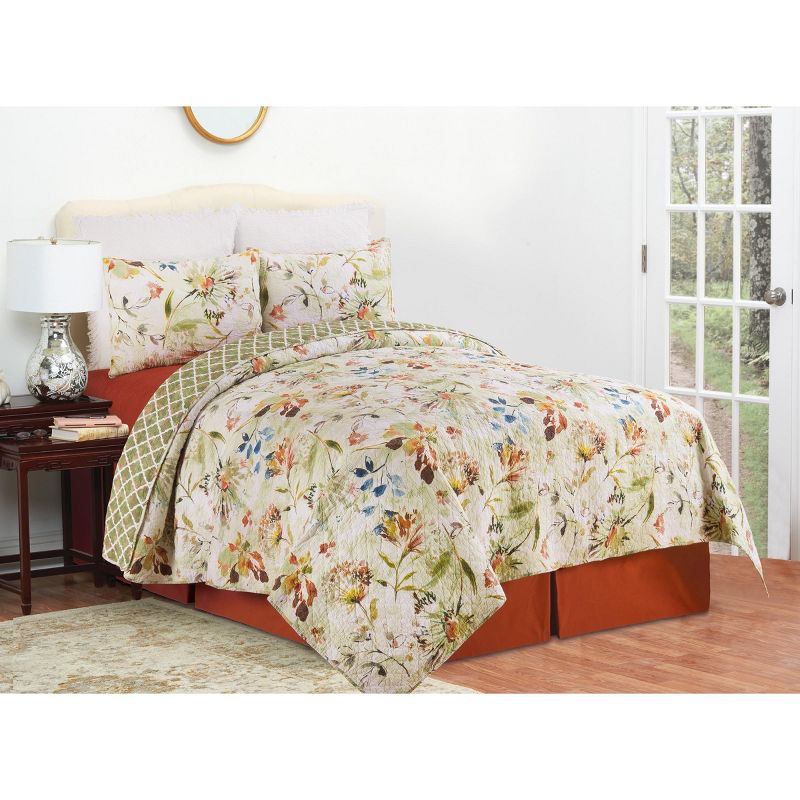 C&F Home Watercolor Floral Cotton Quilt Set - Reversible and Machine Washable, 4 of 10