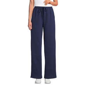 Lands' End Women's Serious Sweats High Rise Relaxed Straight Leg Pants - 1 of 3