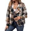 Coolmee Women Plaid Shacket Jacket Fashion Fall Casual Front Zipper Wool Blend Tartan Coat Winter Clothing with Pockets - 4 of 4
