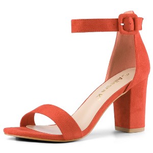 Allegra K Women's Back to College Open Toe Ankle Strap Chunky Heel Sandals - 1 of 4