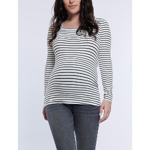 Women's Square Neck Rib Knit Long Sleeve Tee | Motherhood Maternity - 1 of 4