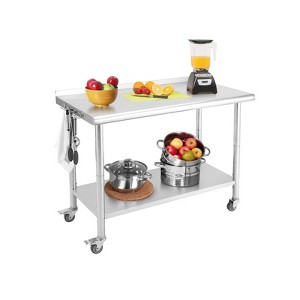 Stainless Steel Table, Heavy-Duty Metal Commercial Prep Table with Open Storage Racks for Restaurant Kitchens, Home, Hotels, Food Preparation - 1 of 4