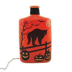 Stony Creek 8.0 Inch Halloween Pre-Lit Glass Bottle Moon Witch Bats Novelty Sculpture Lights - 1 of 4
