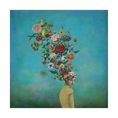 Duy Huynh 24x24 Blue Floral Canvas Art