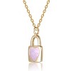 Guili 14K Gold Plated with White Mother Of Pearl Heart-Shaped Lock Pendant Necklace For Kids - 2 of 2