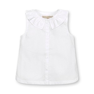 Hope & Henry Girls' Sleeveless Ruffle Collar Chambray Button Back Top, Infant - 1 of 4