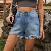 Ripped Denim Shorts for Women Highwaist Summer Shorts Ripped Jeans Shorts with Pocket  Frayed Shorts Summer Comfy Shorts Nashville Outfits - 4 of 4