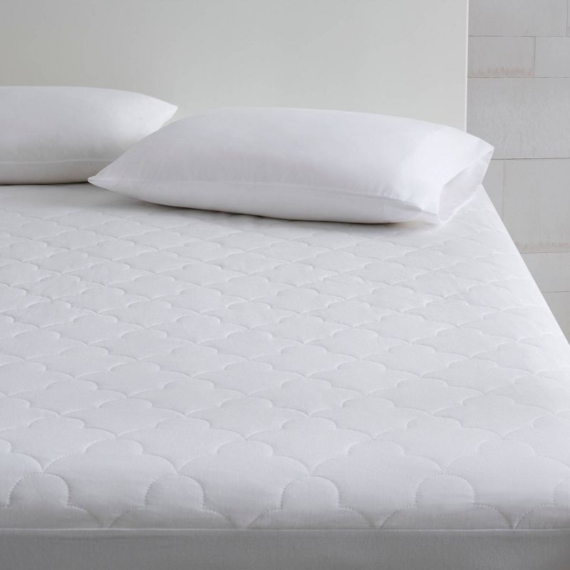 All Natural Cotton Percale Quilted Mattress Pad White, 4 of 12