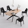 YOUNIKE Modern 69.3" L x 33.85" W Dining Room Table Set for 4, Rectangular Island Table for Kitchen with Wooden Top & Black Metal Cross Base - 2 of 4