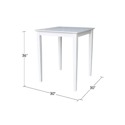 Elegant White Rubberwood 30" Square Counter Height Dining Table