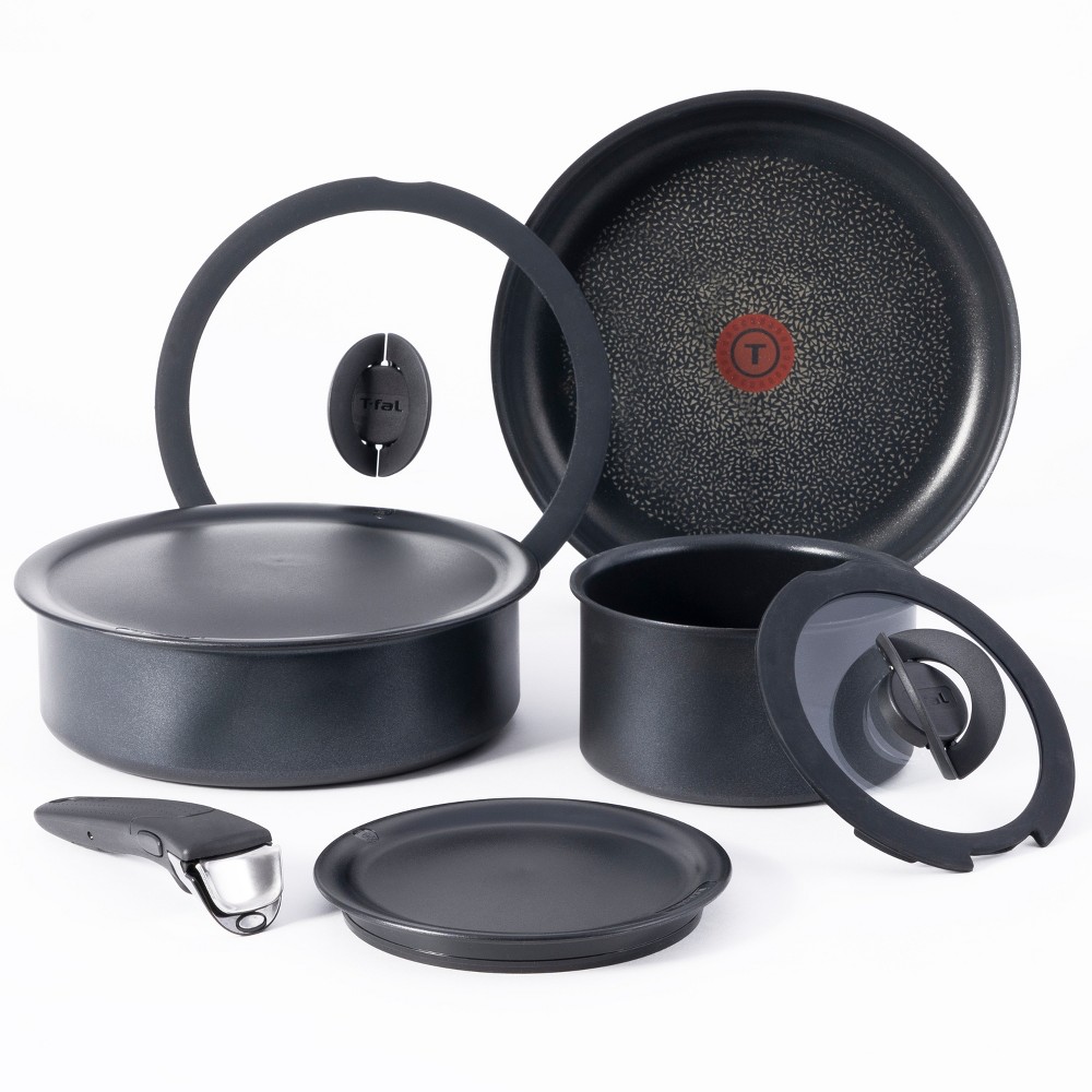 Photos - Bakeware Tefal T-Fal 8pc Ingenio Expertise Nonstick Cookware Set Black 