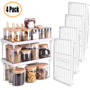 LunaLulinlk 4-Pack Stackable Plastic Kitchen Shelf Foldable Rack Kitchen Cabinet Organizer and Storage for Counter Pantry - 1 of 4