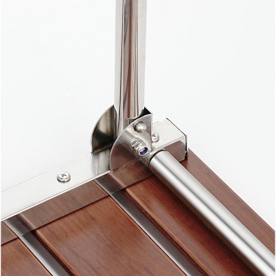Foldable 21.5" Teak Wood Shower Seat Bench with Chrome Legs