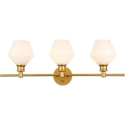Elegant Lighting Gene 3 light Brass and Frosted white glass Wall sconce